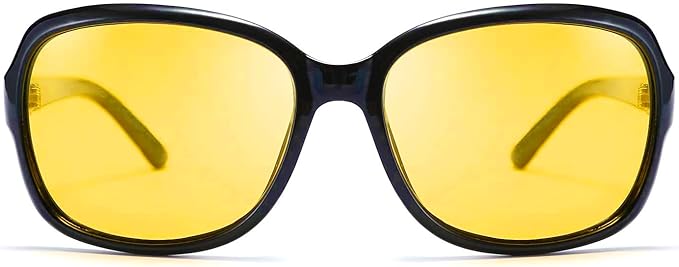 FEISEDY Classic Womens Night Glasses Driving Anti Glare Wrap Around Yellow Sunglasses B2548
