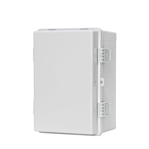 Waterproof Outdoor Junction Box ABS Plastic Electrical Box Wall Brackets Hinged Cover Electric Boximpact-Resistant for Garden, Garage, Solar, and Marine Applications (11.8"x7.8"x6.6")