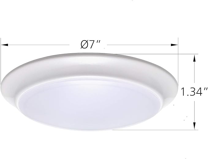 LIT-PaTH LED Flush Mount Ceiling Lighting Fixture, Dimmable 7 Inch 11.5W 900 Lumen, Aluminum Housing Plus PC Cover, Damp Location Rated for Bathroom, 4000K, 1-Pack