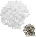 Cable Clamp R-Type Cable Clip Wire Clamp 1/2“ Nylon Screw Mounting Cord Fastener Clips with Screws for Wire Management - 50 Pcs Cable Clamps + 50 Pcs Screws, White