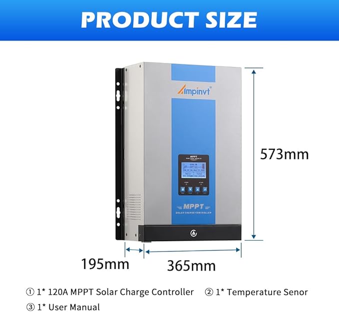 Ampinvt 120A MPPT Solar Charge Controller 12V 24V 36V 48V Battery System Auto,Max Input 150V PV Solar Panel Regulator fit for Gel Sealed Flooded and Lithium Battery