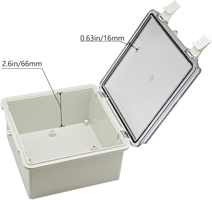Zulkit 2pcs Junction Box ABS Plastic Dustproof Waterproof IP65 Electrical Boxes Hinged Shell Outdoor Universal Project Enclosure Clear Cover with 2 Cable Glands 5.9 x 5.9 x 3.5 inch (150x150x90 mm)