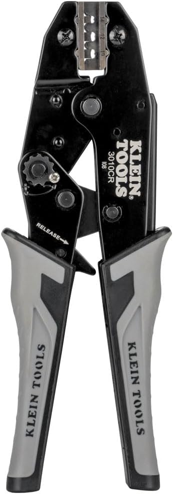 Klein Tools 3010CR MC4 Solar Ratcheting Crimper for 10-14 AWG Stranded Copper Wire PV Connectors