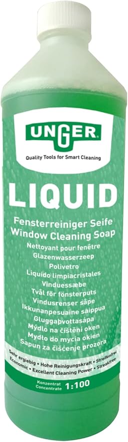 Unger AK015 Window Cleaning Kit PRO Set - Power Washer Sleeve, ErgoTec Squeegee, Bucket 18L, Liquid Glass Cleaner 1L, Safety Glass Scraper, Microfibre Cloth - Professional Window Cleaner, Green