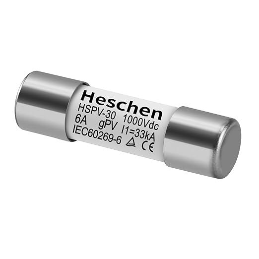 Heschen Solar DC1000V PV Fuse, Photovoltaic Fuses, gPV Type Fuse Link, HSPV-30, 10 * 38mm, 6A 1000VDC, I1 33kA, for Solar PV System Protection, 10PCS
