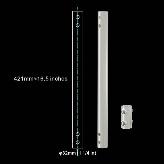 Extension Pole for CEKAY Diameter 1 1/4" J Pole Mount (Diameter 1 1/4", Extension 16 1/2", White)