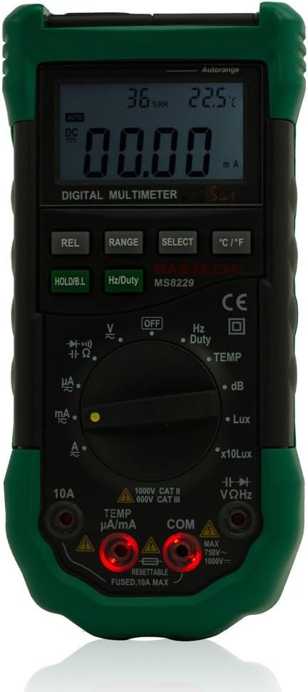 Mastech MS8229 5 in1 Auto Range Digital Multimeter Lux Sound Level Temperature Humidity Tester