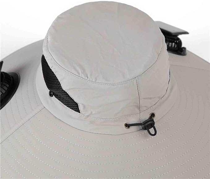 Solar Fan Hats for Men Women Wide Brim Sun Hat with 2 Fan Outdoor Solar Power Fishing Hat Sun Protection Summer Hats