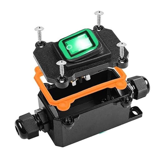 Waterproof Inline AC Switch, DPST 20A-125V, 16A-250V Toggle Green Rocker Start Stop Two Side Entry Switch