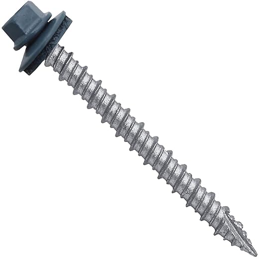 Metal ROOFING SCREWS: (250) 10 x 2" Ocean Blue Hex Head Sheet Metal Roof Screw. Self starting metal to wood siding screws. EPDM washer. Colored head