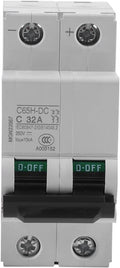 DC Miniature Circuit Breaker, Low Voltage 2 Pole 250V 32A DIN Rail Mount, DC Disconnect Switch for Solar Panels Grid DC System (32A)