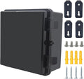 Junction Box, Hinged Black Cover IP67 Waterproof ABS Project Box with Mounting Plate Electrical Box Enclosure with Wall Bracket 8.3 x 8.3 x 4.3inch(210x210x110mm)