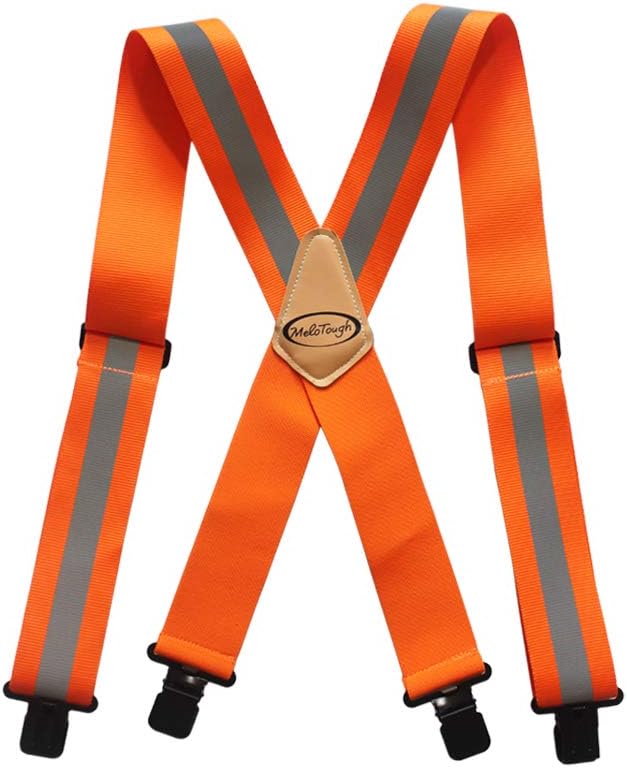MELOTOUGH Reflective Safety Suspenders|Work Suspenders with Hi Viz Reflective Strip Hold Up Tool Belt Suspenders