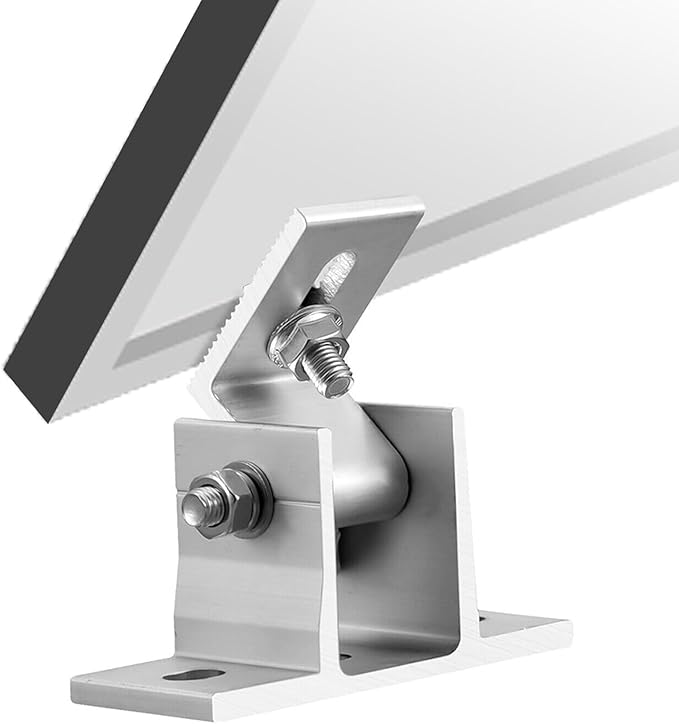 Adjustable Solar Panel Tilt Mount Brackets Aluminum Alloy Solar Panel Mounting Support up to 50 70 100 150 200 300 400 Watt Solar Panel for Flat Surface Roof RV Boat Off-Grid (Mount Only) Silver