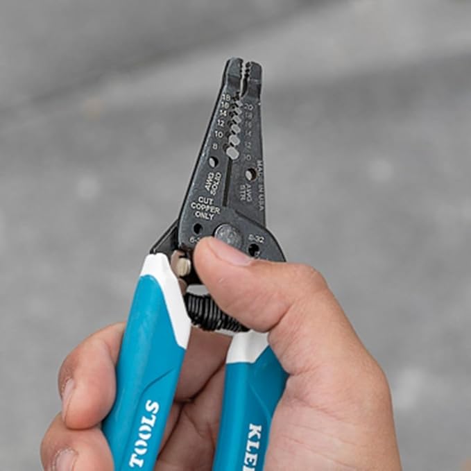 Klein Tools K11095 Klein-Kurve Wire Stripper and Cutter, Made in USA, for 8-18 AWG Solid and 10-20 AWG Stranded Wire