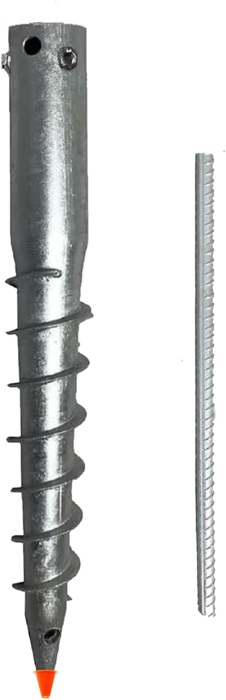 Ashman Ground Screw Round Posts (4 Pack), Outdoor No Dig Ground Screw Anchor with helical Spiral, 21" Inch Long - Fits Round Post & Flag Pole Base Ground Mount Screw in Post Stake, Mailbox Posts.