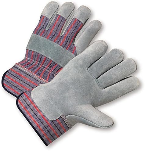 Greendale (3, 6 or 12 Pack - Leather & Cotton Work Gloves: Garage, Yard, Garden, Industrial, Commercial - One Size Fits Most