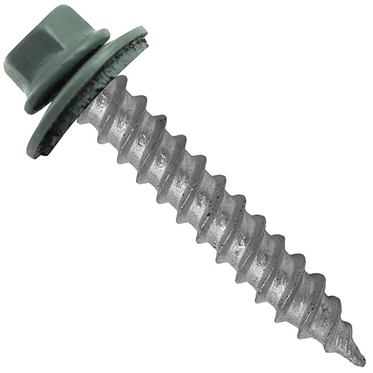 Metal Roofing Screw: (250) 12 x 1-1/2" Hemlock Green Hex Sheet Metal Roof Screw. Sharp Point Metal to Wood siding Screws. 5/8" EPDM Washer.