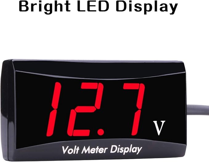 DC 12V Car Digital Voltmeter - AIMILAR LED Display Voltage Volt Meter Gauge for Car Motorcycle (Red)