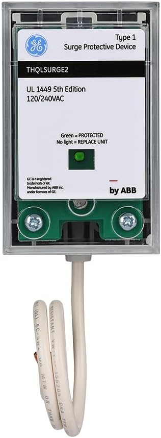 ABB THQLSURGE2 Type 1 Surge Protective Device • Whole House Protector • 120/240 VAC 25kA • Pigtail Connection • Breaker Panel Surge Protection • LED Indicator