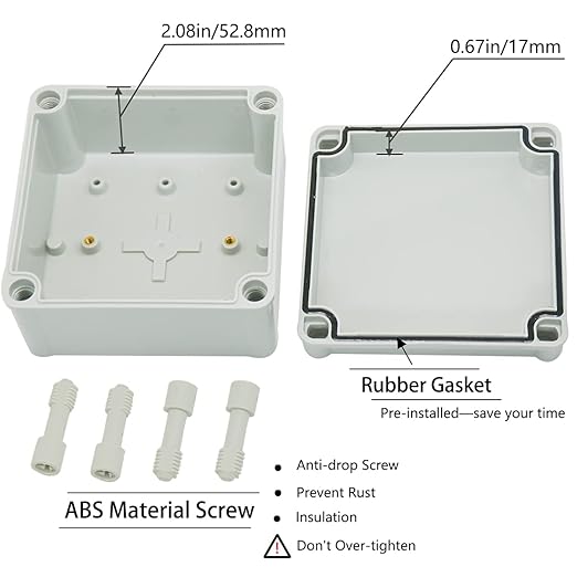Zulkit Junction Box ABS Plastic Dustproof Waterproof IP67 Junction Boxes Universal Electrical Project Enclosure DIY Electronic Project Box Grey 4.92 x 4.92 x 2.95 inch (125 x 125 x 75 mm)