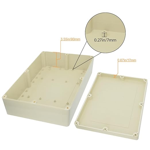 LeMotech Waterproof Dustproof IP65 ABS Plastic Junction Box Universal Electric Project Enclosure Pale Gray 12.6 x 9.45 x 4.33 inch (320 x 240 x 110 mm)