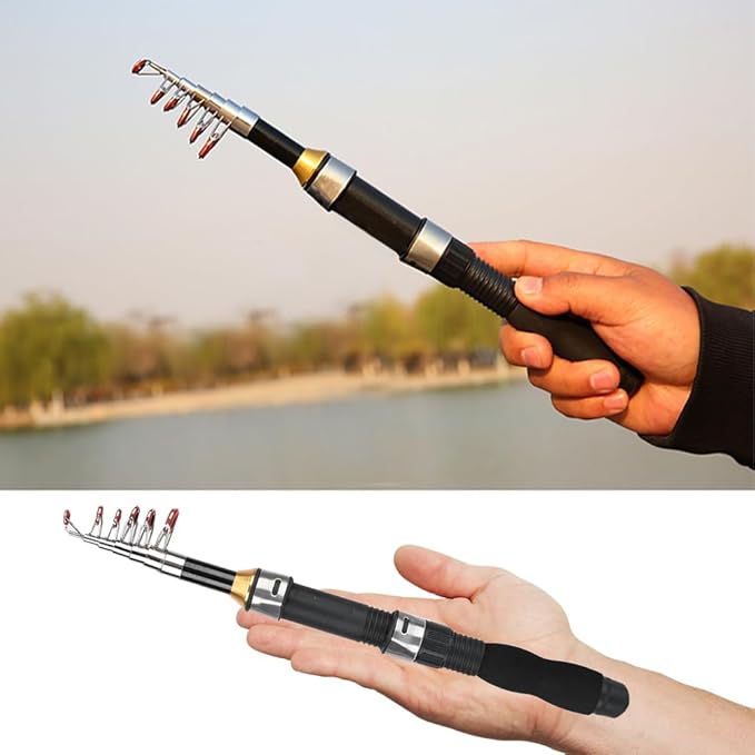 Fishing Rod, Universal Mini Small Sea Pole Portable Short Pole Ice Fishing Rod Mini Pocket Sea Fishing Tools for Ice Fly Fishing Sea Saltwater Kit Gift for Festivals