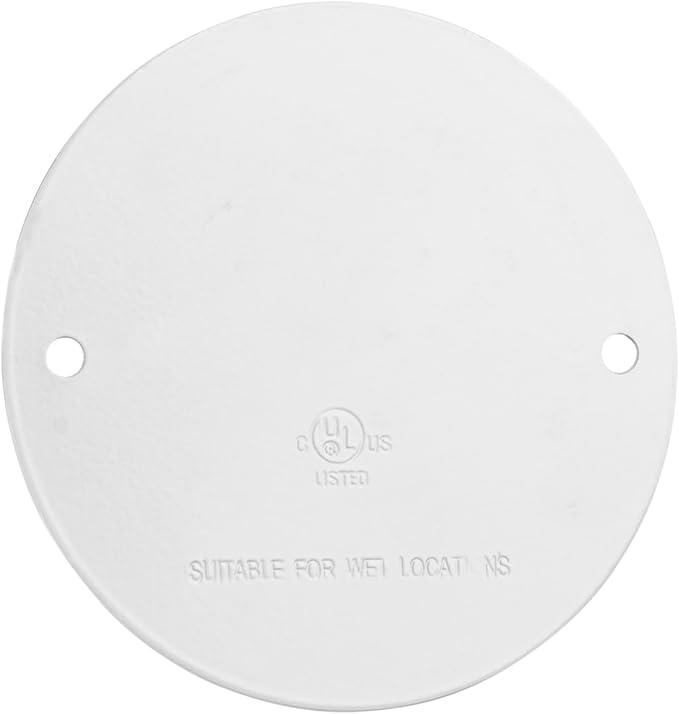 Sealproof Round Metallic Blank Weatherproof Outlet Cover, UL Listed, White