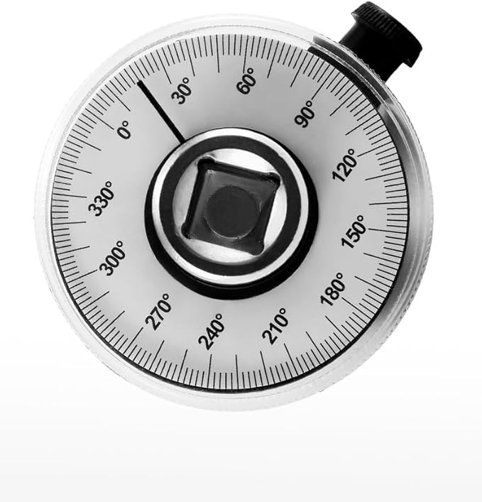 1/2 Inch Torque Wrench Angle Gauge Tool, 360° Adjustable 1/2" Drive Torque meter Wrench Set, Professional Measure Tool