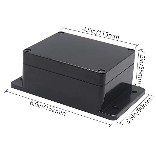 Zulkit Junction Box ABS Plastic Dustproof Waterproof IP65 Universal Electrical Boxes Project Enclosure with Fixed Ear Black 4.5 x 3.5 x 2.2 Inch (115 x 90 x 55mm)(Pack of 1)