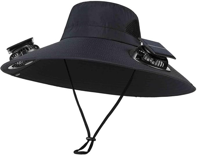 Solar Fan Hats for Men Women Wide Brim Sun Hat with 2 Fan Outdoor Solar Power Fishing Hat Sun Protection Summer Hats