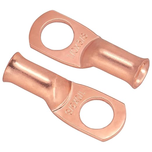 6pcs 1/0 Awg - 3/8" (M10) Sanuke Wire Lugs Ring Terminal Connectors Ends Heavy Duty for Battery Cable Lug Wire Electrical Eyelets with 3:1 Dual Wall Adhesive Heat Shrink