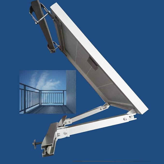 Solar Panel Mounting Brackets Hooks Balcony Railing Holder Power Station Holder for 2 Solar Panels Tilt Angle 0°20-30°