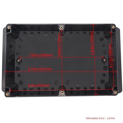 Junction Box IP65 Waterproof ABS Plastic Electrical Project Case Power Junction Boxes, Project Box with Fixed Ear Black 9.06x5.90x3.43 inch (230 x 150 x87 mm)