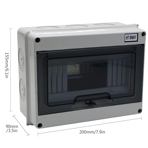 Distribution Protection Box with DIN Rail IP65 ABS Transparent Clear Cover Power mcb Distribution Box for Circuit Breaker Indoor on The Wall 8 Way