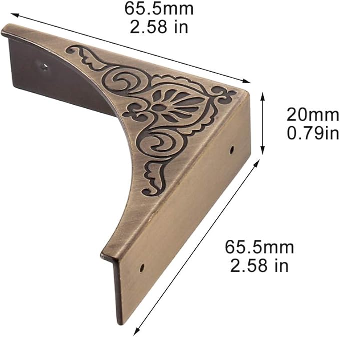 Metal Corner Protector, 4 Pcs Antique Edge Safety Guard Cabinet Furniture Corner Bumpers,Table Corner Protectors,Cover Damaged Corners on Coffee Table (Bronze)