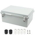 Zulkit Junction Box ABS Plastic Dustproof Waterproof IP67 Electrical Boxes Hinged Shell Outdoor Universal Project Enclosure Grey, Stainless Steel Buckles 13.8 x 9.8 x 5.9 Inch