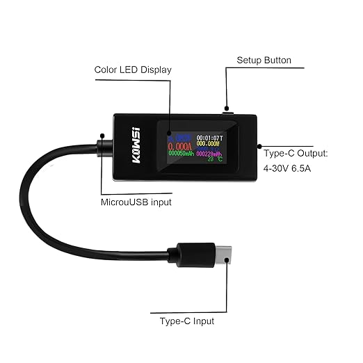 diymore USB C Tester Power Meter,Digital Multimeter, Type C Voltage and Current Tester Meter, Power Bank Capacity,Working Time Ammeter Voltmeter USB Cable Charger Detector LED Display