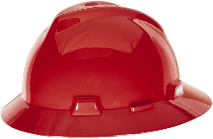 MSA V-Gard Full-Brim Hard Hat with Suspension - Polyethylene Shell, Superior Impact Protection and Self Adjusting Crown Straps - Standard Size Hard Hat