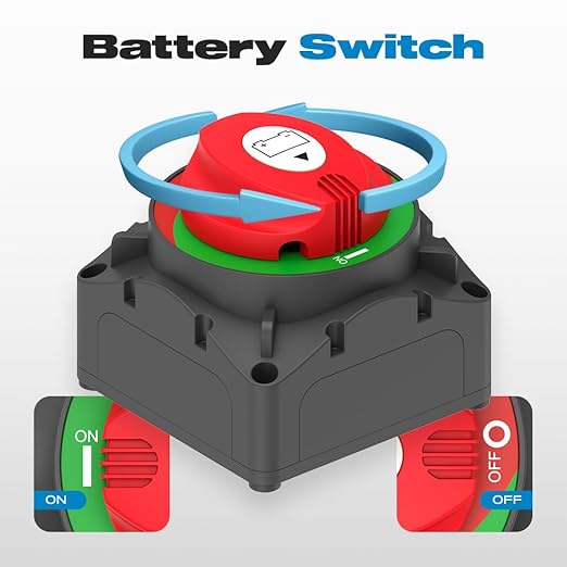 On/Off 600A Battery Disconnect Switch 12-48V Heavy-Duty Master Isolator Cut-Off Switch for Car, Truck, RV, Boat, Marine Vehicle