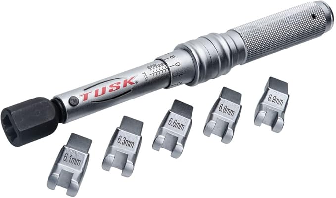 TUSK Spoke Torque Wrench Kit – Adjustable 30–150 in‑lb Torque Wrench + 5 Drop‑Forged Heads (6.1–6.9 mm) in Case – Calibrated ±2% for Motorcycle & Bicycle Spoke Tension Compatible with KTM Husqvarna