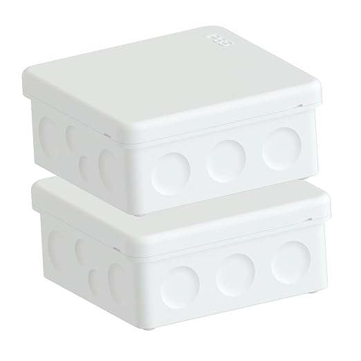 IP65 Waterproof Project Box with Screwless Cover, Outdoor Plastic Junction Box, Project Case for Garden Patio, Pack of 2, White 3.5×3.5