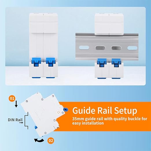10 Amp Miniature DC Circuit Breaker 500V 2 Pole, Solar PV Disconnect Switch with Thermal Magnetic Trip, DIN Rail Mount Isolator C10