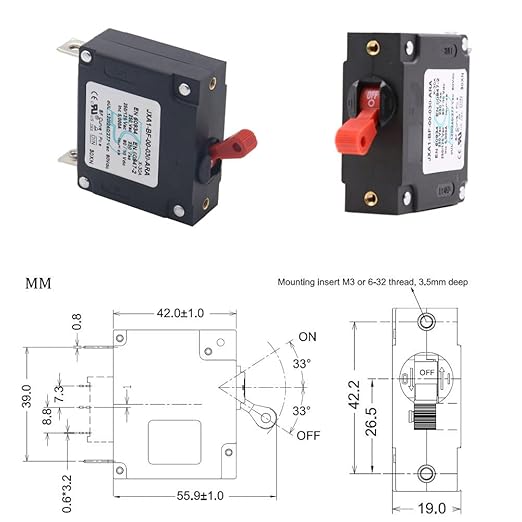 40 Amp AC/DC Red Single Pole Toggle Boat Magnetic Circuit Breaker