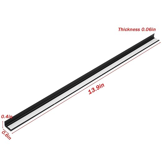 LC LICTOP Aluminum Angle Stock, Metal Corner Guards, Peel and Stick L Shaped Wall Door Frame, Cabinet Protectors Edge Trim Molding, 13.9in L x 0.4in-0.6in W x 0.07in T, 4Pcs Black