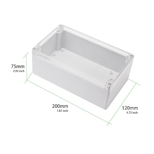 Universal Outdoor Junction Box ABS Plastic Dustproof Waterproof IP65 Universal Electrical Boxes Project Enclosure Grey with Transparent Clear Cover 7.9 x 4.7 x 3 inch (200 x 120 x 75mm)