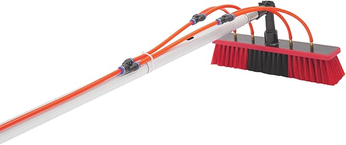 13 FT Solar Panel Cleaning Kit, Window Cleaning System, 35M Hose & Rotating BrushHead, Washing Equipment Window Cleaner Tool Water Fed Pole Kit for Roof Caravan Solar Panel