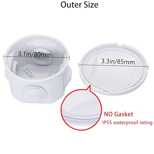 Zulkit Junction Box ABS Plastic Dustproof Waterproof IP55 Universal Electrical Boxes Project Enclosure White D3.1 x H2