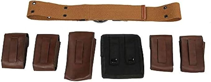 Adult Men Wade Costume Belt with Pouches Bag Brown Leather Adjustable Waist Belts Halloween Cosplay Props (Large)