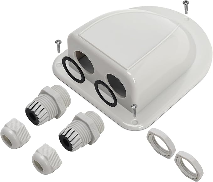 Haoguo ABS Solar Double Cable Entry Gland for All Cable Types 2mm² to 6mm² for Solar Project on RV Camper Van Travel Trailer Boat Cabin-Grey